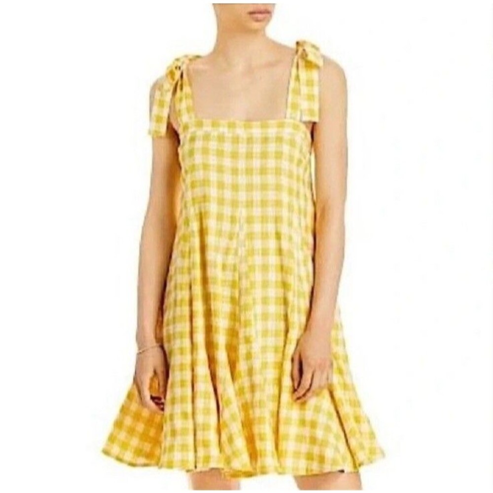 OPT Dress Size Small Yellow Mini Gingham Summer Spring NWT